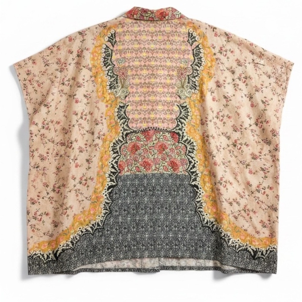 Natural Life "Kelly" Mixed Floral Patchwork Print Loose Fit Button Front Top OS - Picture 4 of 6